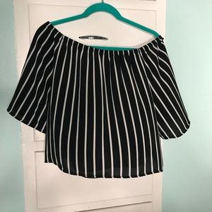 Off the Shoulder Stripped Blouse